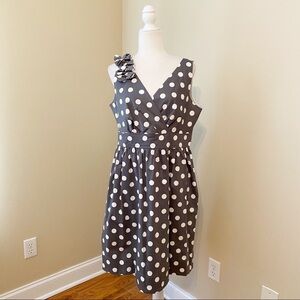 Bethany Ruffle Shoulder Polka Dot Sleeveless Dress - 12